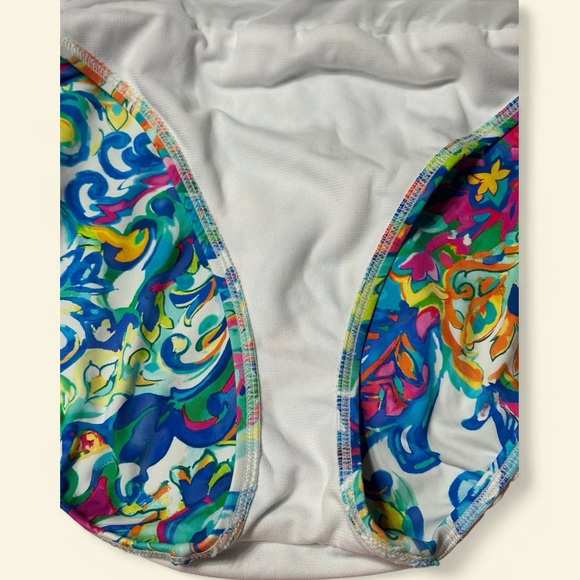 Lauren Ralph Lauren Ruffle V-Neck One-Piece Swimsuit in Multicolor in Size 10 - Picture 8 of 9